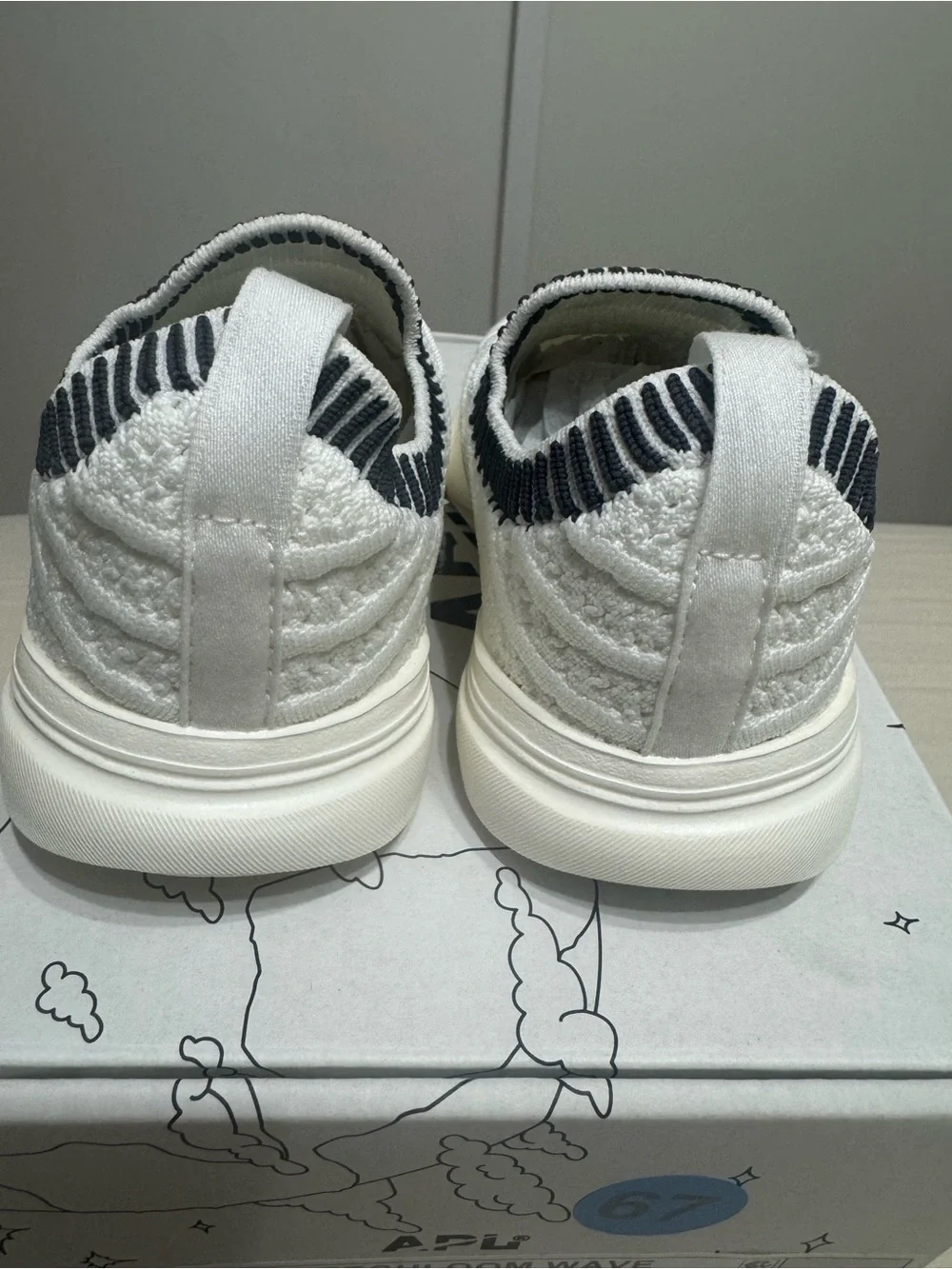 APL Kids' Techloom Wave Knit Sneaker in Ivory with Iron Ribbed Detail